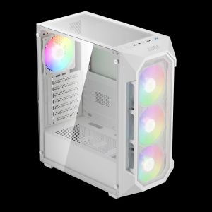 Gamdias Case ATX - AURA GC1 Elite White - Mesh, RGB, Tempered Glass