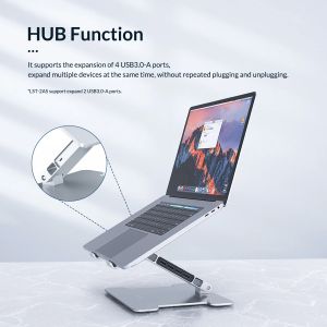 Orico алуминиева поставка за лаптоп Laptop Stand - Aluminum, 2 x USB3.0, Card Reader, up to 15.6" - LST-2AS-SV