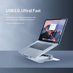 Orico алуминиева поставка за лаптоп Laptop Stand - Aluminum, 2 x USB3.0, Card Reader, up to 15.6" - LST-2AS-SV