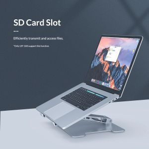 Orico алуминиева поставка за лаптоп Laptop Stand - Aluminum, 2 x USB3.0, Card Reader, up to 15.6" - LST-2AS-SV