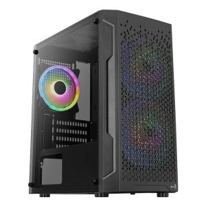 AeroCool Case mATX - Trinity Mini-G-BK-v3 - 3 fans included, Tempered Glass