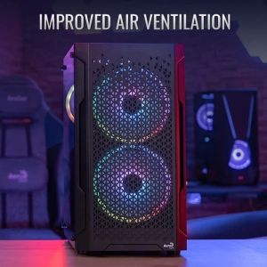 AeroCool Case mATX - Trinity Mini-G-BK-v3 - 3 fans included, Tempered Glass