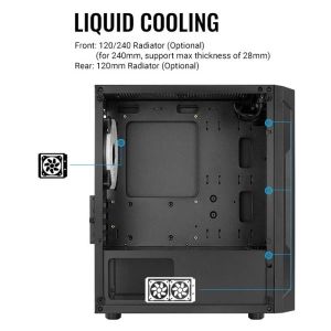 AeroCool Case mATX - Trinity Mini-G-BK-v3 - 3 fans included, Tempered Glass