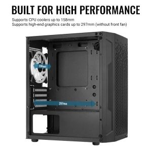 AeroCool Case mATX - Trinity Mini-G-BK-v3 - 3 fans included, Tempered Glass