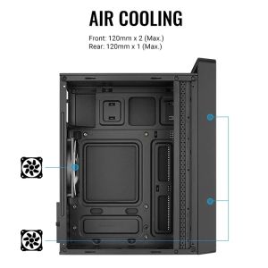 AeroCool кутия Case mATX - CS-109-G-BK-v1 - FRGB, Tempered Glass