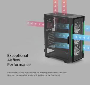 Caseta Zalman ATX - I3 NEO TG Negru - aRGB, Sticla Securizata