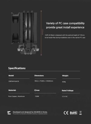 Zalman охладител за процесор CPU Cooler CNPS4X BLACK - LGA1700/AM5