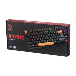 Marvo механична геймърска клавиатура Gaming Mechanical keyboard 87 keys, Orange caps TKL - KG901C