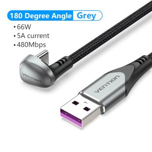 Vention Kabel USB 3.1 Type-C / USB 2.0 AM - 0,5M Negru în formă de U, aliaj de aluminiu 5A - COHHD