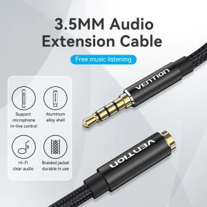 Cablu audio Vention TRRS împletit din bumbac 3,5 mm tată la 3,5 mm F - 1,5 m - placat cu aur, aliaj de aluminiu - BHCBG