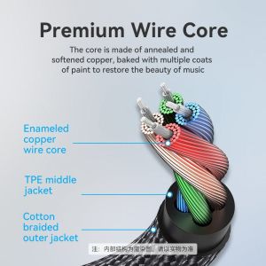 Cablu audio Vention TRRS împletit din bumbac 3,5 mm tată la 3,5 mm F - 1,5 m - placat cu aur, aliaj de aluminiu - BHCBG