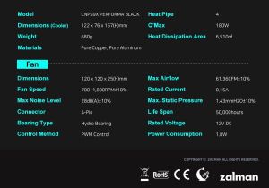 Zalman CPU Cooler CNPS9X PERFORMA BLACK