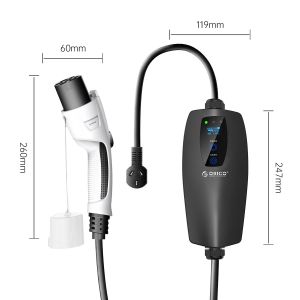 Orico Мобилна зарядна станция за електромобил EV-CHARGER 16A 1-phase Type-2 EU port, 5m cable - AUG416-EU-05-BK