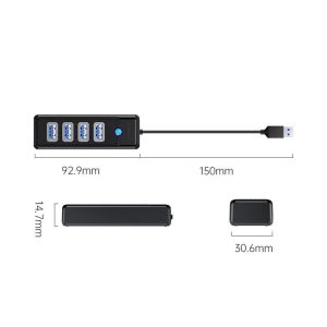 Orico хъб HUB USB3.0 4 port Black - PW4U-U3-015-BK