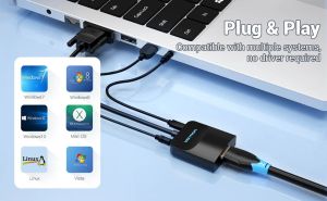 Vention адаптер Adapter VGA to HDMI with sound - Active converter with AUX-in and Micro USB power - ACNBB