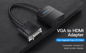 Vention адаптер Adapter VGA to HDMI with sound - Active converter with AUX-in and Micro USB power - ACNBB