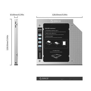 Orico Laptop Caddy 9.0-9.5mm SATA3 with LED/switch - M95SS-SV