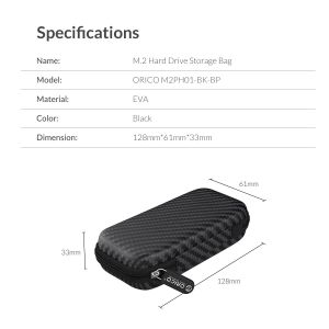 Orico калъф за външен диск Storage Bag - NVMe Black - M2PH01-BK