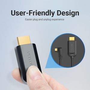 Cablu Vention Tip-C la HDMI Cablu unghi drept 1,5M negru - CGVBG