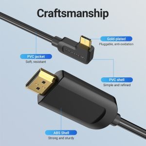 Cablu Vention Tip-C la HDMI Cablu unghi drept 1,5M negru - CGVBG