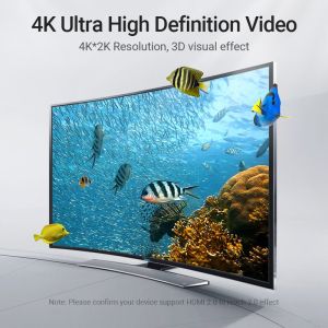 Vention Кабел HDMI Right Angle 90 Degree v2.0 M / M 4K/60Hz Gold - 2M Black - AARBH