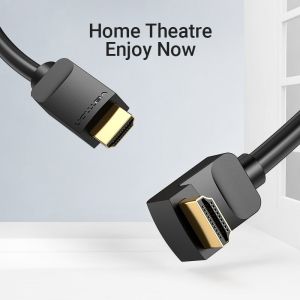 Vention Кабел HDMI Right Angle 90 Degree v2.0 M / M 4K/60Hz Gold - 2M Black - AARBH