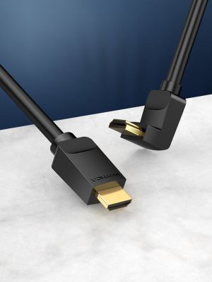 Vention Кабел HDMI Right Angle 90 Degree v2.0 M / M 4K/60Hz Gold - 2M Black - AARBH