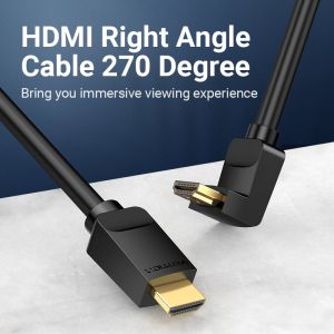 Vention Кабел HDMI Right Angle 270 Degree v2.0 M / M 4K/60Hz Gold - 1.5M Black - AAQBG