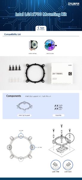 Zalman Mounting Kit LGA1700 TYPE-C for CNPS9x OPTIMA - ZM1700-MKC