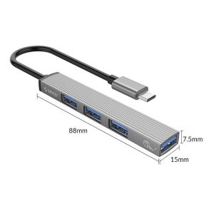 Orico хъб USB3.0/2.0 HUB 4 port - Type-C input - AH-13-GY