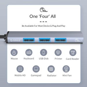 Orico хъб USB3.0/2.0 HUB 4 port - Type-C input - AH-13-GY