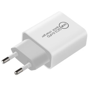 Makki бързо зарядно Fast Charger Wall - QC3.0 + Power Distribution Type-C 18W White - MAKKI-PQ18W-WH