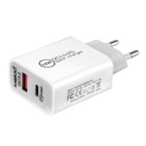 Makki бързо зарядно Fast Charger Wall - QC3.0 + Power Distribution Type-C 18W White - MAKKI-PQ18W-WH