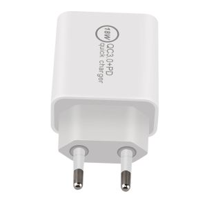 Makki Fast Charger Wall - QC3.0 + Power Distribution Type-C 18W White - MAKKI-PQ18W-WH