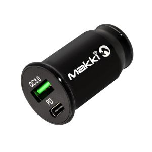 Makki Fast Charger Car - Type-C + USB QC3.0  20W - MAKKI-CC20W02-BK