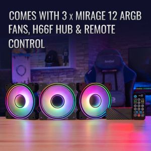 AeroCool Fan Pack 3-in-1 3x120mm - Mirage 12 Pro - Addressable RGB with Hub, Remote - ACF3-MR10227.11