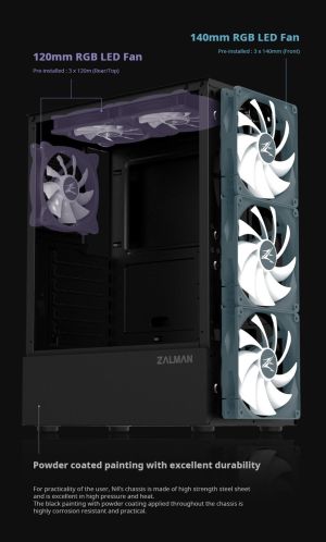 Zalman кутия за компютър Case ATX - N4 - RGB, Tempered Glass