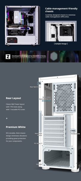 Zalman bilgisayar kasası Case ATX - R2 BEYAZ