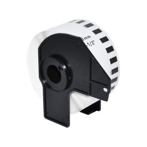 Makki Brother DK-22225 - White Continuous Length Paper Tape 38mm x 30.48m, Black on White - MK-DK-22225