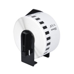 Makki Brother DK-22225 - White Continuous Length Paper Tape 38mm x 30.48m, Black on White - MK-DK-22225