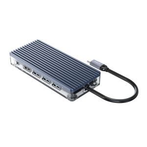 Orico докинг станция Type-C Docking Station Power Distribution 3.0 100W - HDMI, Type-C x 1, USB3.0 x 3, USB 2.0 x 1, LAN, SD, VGA, Audio - WB-11P-GY