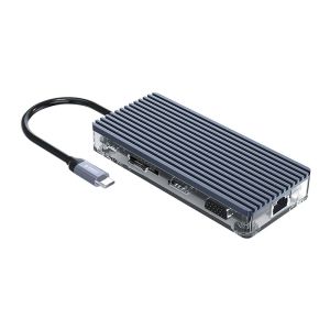 Orico докинг станция Type-C Docking Station Power Distribution 3.0 100W - HDMI, Type-C x 1, USB3.0 x 3, USB 2.0 x 1, LAN, SD, VGA, Audio - WB-11P-GY