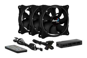 AeroCool Fan Pack 3-in-1 3x120mm - ECLIPSE 12 Pro - Addressable RGB with Hub, Remote - ACF3-EL10217.12