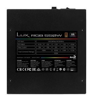 Sursa de alimentare AeroCool PSU LUX RGB 550W - Bronz, Adresabil RGB - ACPB-LX55AEC.11