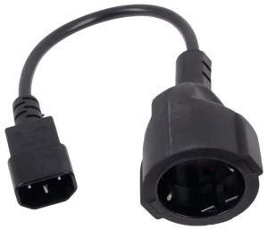 VCom Cable Power Ext IEC 320 C14 / SCHUKO F 0.2m 16A Black - CE002-CU1.5mm-0.2m