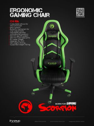 Marvo геймърски стол Gaming Chair CH-106 Black/Green