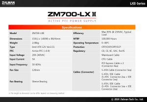 Zalman Захранване PSU 700W APFC ZM700-LXII