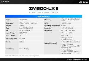 Zalman Захранване PSU 600W APFC ZM600-LXII