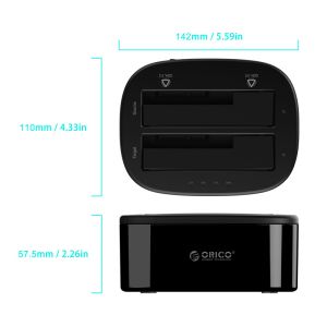 Orico Storage - HDD/SSD Dock - 2 BAY Clone 2.5/3.5 USB3.0 - 6228US3-C