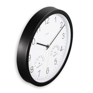 Hama “Santorini” Wall Clock, No Ticking, w. Thermo/Hygrometer, &Oslash; 30cm, blk